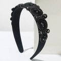 Cerchietto barocco nero elegante con strass fatti a mano e motivi in cristallo vintage - Nero