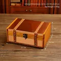 Large vintage wooden jewelry box with antique metal lock and 23.3cm outer length - Large Square Faux Copper Storage Box