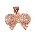 Exquisite rose gold bow pendant charm with micro-pave sparkling crystals for DIY jewelry - Bow / Rose Gold