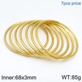 Set of 7 gold minimalist 3mm stackable titanium steel bangles with 68mm inner diameter - Gold (Set of 7) / 68*3mm