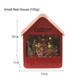 Rote Weihnachtsholz-Haus-Deko mit LED-Licht und Rentier-Holzschnitzereien-Motiv - Kleines Haus Rot