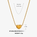 18K gold plated heart pendant necklace in stainless steel with adjustable 40+5cm chain - Gold Heart Necklace (0.7CM Pendant)