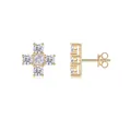 Minimalist S925 silver gold-plated cross earrings with high-clarity moissanite stones - E15248 Cross Style (Gold)