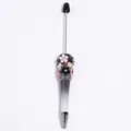 Penna a sfera con perline DIY, fiori di resina rosa e componenti in metallo argentato - Nero Gradiente Perlato