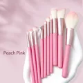 Make-up-Pinsel-Set 10-teilig in Pfirsichrosa mit Roségold-Zwinge und weichen Borsten - Pfirsichrosa 10-teiliges Set
