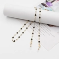 Elegant gold eyeglass chain with black beads and sparkling crystals for face masks - Black Rhinestone Style