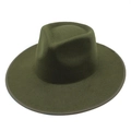 Detail of dark olive wool fedora showing the stiff brim and reinforced stitched edge - M (56-58cm) / Army Green
