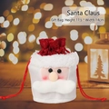 Santa Claus drawstring Christmas gift bag made of red fabric and plush 17.5x14cm - Round Drawstring Apple Bag Santa