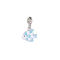 Blue and white tropical fish charm in silver metal with enamel finish for DIY jewelry - Blue White Cartoon Fish