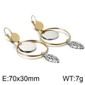 Pendientes colgantes de acero de titanio bicolor oro y plata para mujer - Dorado-Acero