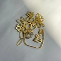 Decorazione per torta viso di donna in acrilico oro arte astratta minimalista con fiori - Piccolo Oro 6