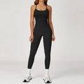 Ensemble de yoga sans couture côtelé noir avec brassière et legging taille haute pour femme - S / Gilet+Pantalon-Noir Premium