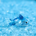 Mini blue transparent dolphin resin figurine for micro landscape decor, 3cm height - Shark No. 7