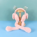 Pink plush earmuffs featuring cute green moving frog dolls for winter warmth - One Size / Frog-Orange Pink