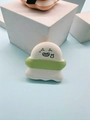 Cute white cartoon marshmallow air cushion powder puff with green strap and smiling face - Ghost 2 (Green Ribbon)