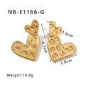 18K gold plated stainless steel heart earrings with textured hammered finish details - 18K Gold