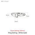 S925 sterling silver oval ring setting with 3x4mm stone mount and overlapping curves - 3x4mm / White Gold