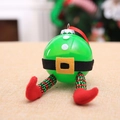 Creative green Christmas elf ball ornament with striped legs and a black belt decoration - Elf Leg Green Ball