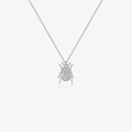 Collana in argento sterling S925 con ciondolo a scarabeo e pietre di zircone viola - Platino Coccinella