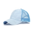 Light blue camouflage ponytail trucker hat with breathable mesh back and visor - One Size / Sky Blue