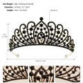 Detail view of black rhinestone crown with dimensions 14.5cm diameter and 6cm height - J3191 Black Gold