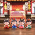 Set of 4 Tang style lady figurines in colorful resin for traditional home decor - Ancient Style Ornament Series / Fridge Magnet Set (1056-11) / Set of 4
