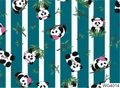 Panda and bamboo pattern nail stickers in deep teal and white stripes style WG4014 - WG4014