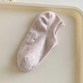 Rosafarbene melierte Strick-Sneakersocken mit rutschfestem Silikon und Bestickung - Einheitsgröße / Milchiges Rosa