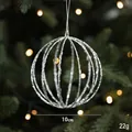 Pallina di Natale traforata argento con glitter per albero, diametro di 10cm - Palla di Natale Argento