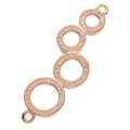 Rose gold four-ring connector charm with micro-paved zircons for jewelry making - Rose Gold Gradient Four Rings (L0030-C)