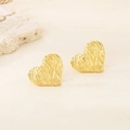 Macro di orecchini a cuore dorati con una trama superficiale effetto lava dal design unico - Stile Cuore Texture Lava - Oro (KE113393-KFC)