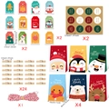 Detailliertes Weihnachtsgeschenktüten-Set mit Anhängern, Aufklebern und Holzklammern - 620 Set + 589 Anhänger + Rot-weißes Seil (24 Sets/Pack)