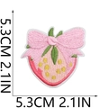 Detailed view of pink strawberry embroidery patch with dimensions 5.3CM x 5.3CM - Strawberry