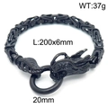 Men's bold dragon head bracelet in black stainless steel with 200mm length chain - Black Simple Dragon Style (KB164519-Z)