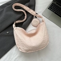 Borsa a tracolla rosa arricciata con portamonete rotondo e ampia tracolla morbida - Rosa