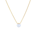 Minimalist titanium steel necklace featuring a golden chain and a round white pearl pendant - Gold D403