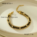 Specifiche tecniche di un bracciale in acciaio dorato con zirconi neri e trasparenti - Oro 18K / Nero