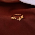 Close-up of gold plated star ring with zircon accents on a red velvet background - 35# Gold Yellow Star Ring