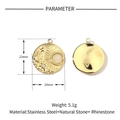 Polished gold stainless steel horn pendant specs with natural stone and rhinestone - VG632 (Sun Moon Star)