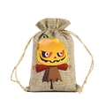 Halloween burlap drawstring bag featuring a cartoon pumpkin scarecrow print for gift candy - Pumpkin Scarecrow
