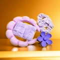 Purple sponge headband and hair accessories set displayed on a gold reflective surface - Purple Custom Style