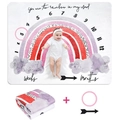 Regenbogen Meilenstein Decke aus Flanell für Babys mit 1-12 Zahlen und Markern - Regenbogen mit Rahmen