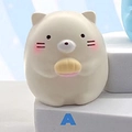 Shirokuma polar bear figurine with yellow snack on white steps, variant style A - Girl Series / Beige Creature (HX-064A)