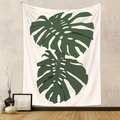 Minimalistischer Wandteppich mit grünen Monstera-Blättern an einer beigen Strukturwand - 73*95CM (Gebürstet) / LC-11 (Monstera-Pflanzenblätter)