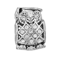 Silver owl charm bead with sparkling white crystals for DIY snake chain bracelets - Antique Silver Owl Bead