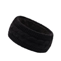 Winter-Strickstirnband in Tiefschwarz mit warmem Fleecefutter und Zopfmusterdesign - Schwarz