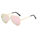 Classic gold double-bridge pilot sunglasses with pink mirror lenses for men and women - C5-Gold Frame Pink Mirror