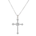 Collier élégant pendentif croix étoile avec oxydes de zirconium sur chaîne argent - Argenté