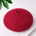 Basco rosso scuro per bambini in lana con classica punta piatta e piccolo dettaglio a stelo - Taglia unica / Rosso