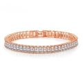 Elegante bracciale tennis in argento 925 placcato oro rosa con pietre zircone - Oro Rosa + Zirconia Bianca